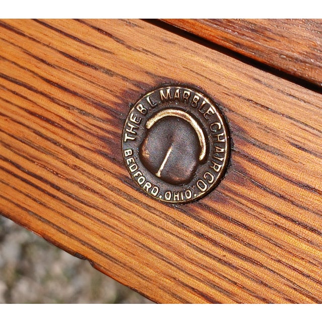 Antique Quartersawn Oak Court House Bench Bl Marble Chair Co Bedford Ohio 1920 For Sale In Cleveland - Image 6 of 14