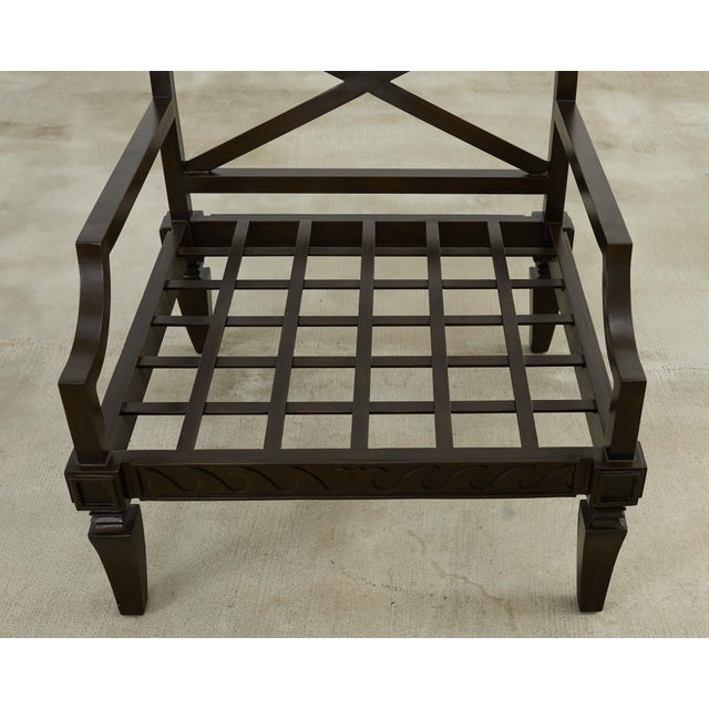 Pair of Neoclassical Style Iron Garden Lounge Chairs and Ottomans For Sale - Image 10 of 12