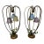 1960s Mid-Century Modern Walnut & Brass Cage Lamps - Set of 2 For Sale
