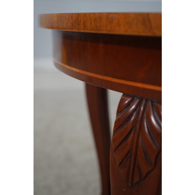 Kindel Round Mahogany Inlaid End Table For Sale - Image 11 of 13