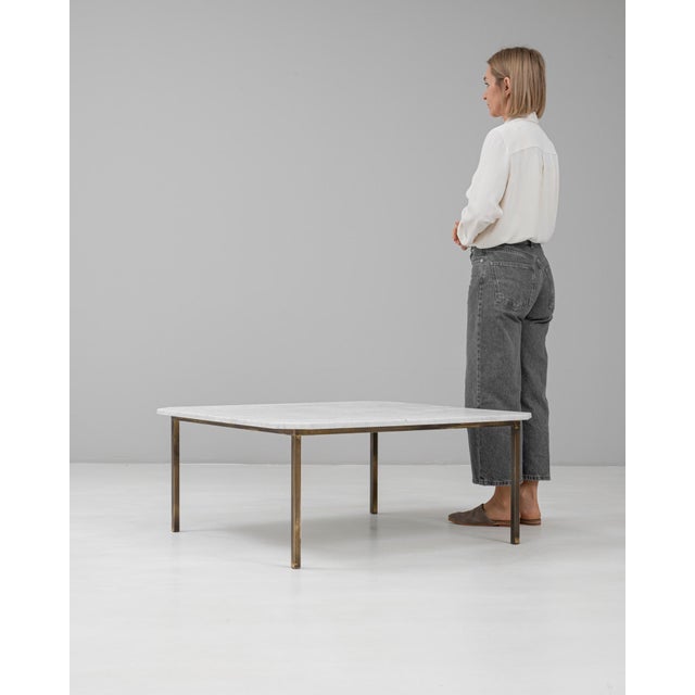 Italian 20th Century Italian Brass Coffee Table With Marble Top For Sale - Image 3 of 18