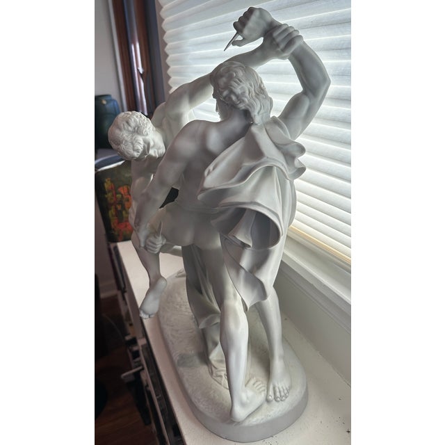 Vintage Johan Peter Molin Bisque Porcelain the Knife Wrestlers Sculpture For Sale - Image 10 of 14
