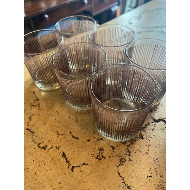Mid-Century Modern 1960s George Briard Striped Lowball Glasses- Set of 6 For Sale - Image 3 of 4