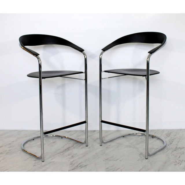 1970s Vintage Thonet Italian Mid Century Modern Bar Stools - a Pair For Sale - Image 9 of 9