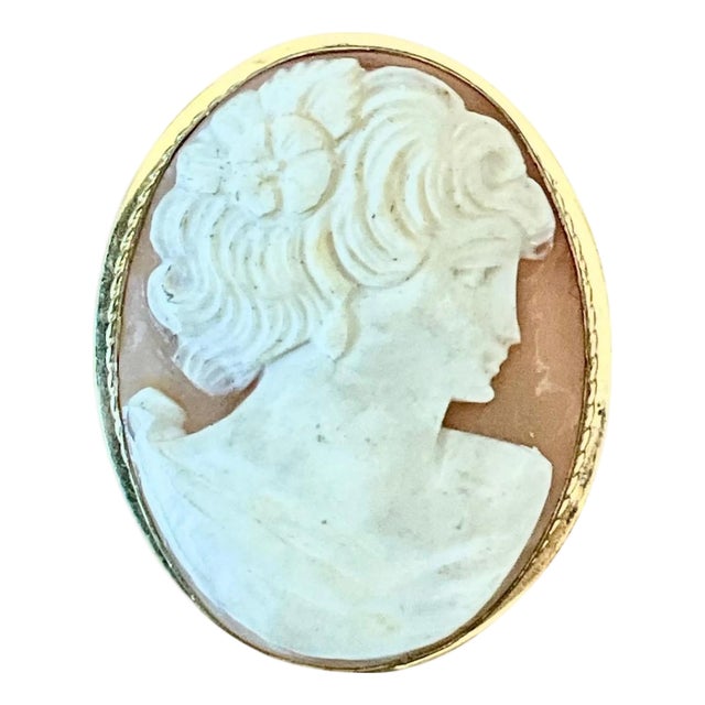 Vintage Victorian Carved Shell Cameo Pendant Brooch For Sale