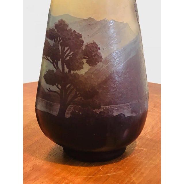 Blue Antique Emile Galle Landscape Cameo Carved Vase For Sale - Image 8 of 10