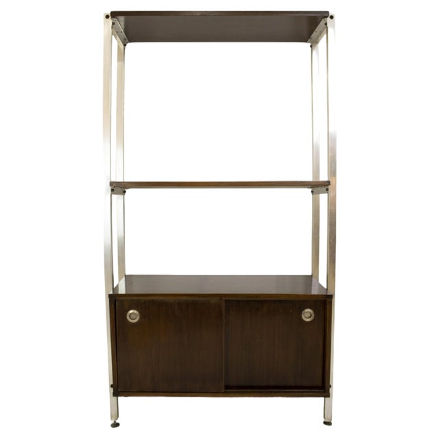Steel and Teak Office Shelf from ICF Padova, Italy, 1970s For Sale