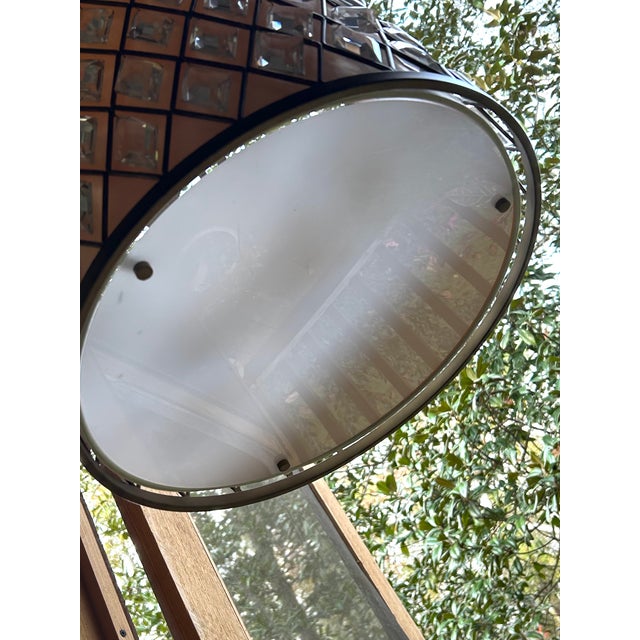 Large 3 Light Chandelier With Crystal Prisms For Sale - Image 4 of 6