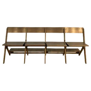 Mid Century Pickled Maple Folding Auditorium Theater Bench