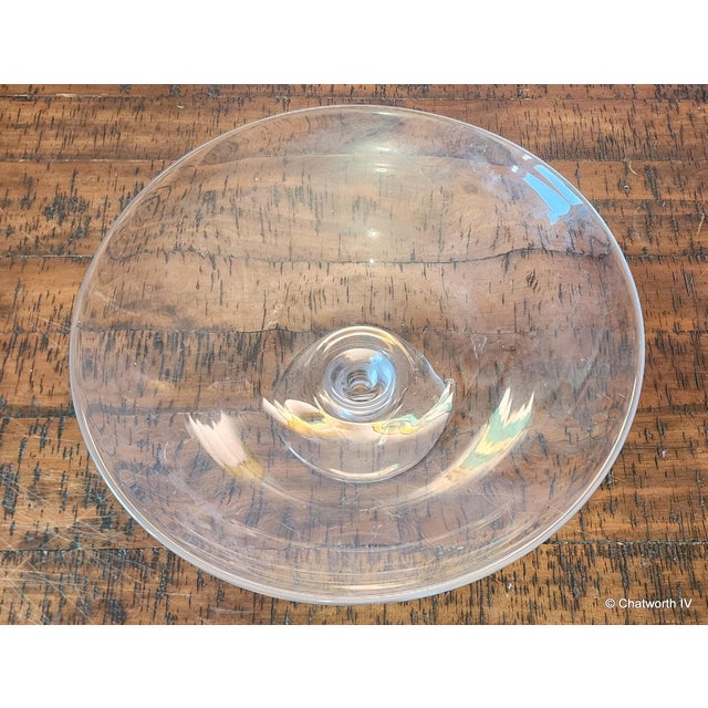 1970s Vintage Glass Footed Centerpiece Compote Bowl, 20th Century For Sale - Image 5 of 5