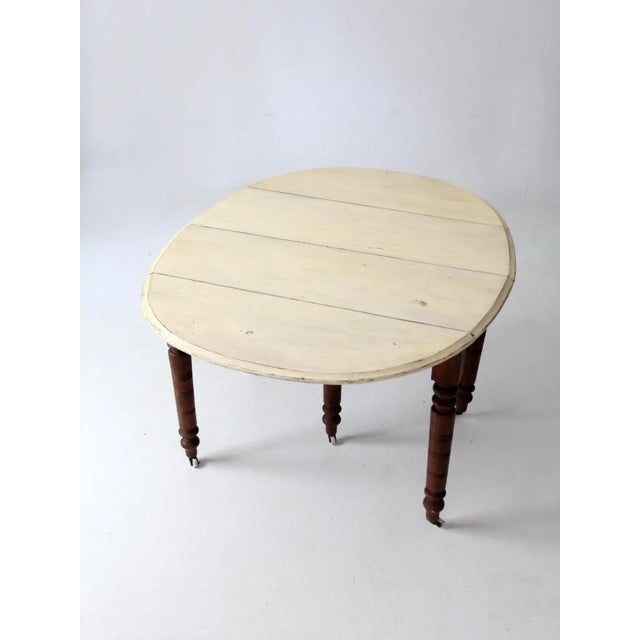 Brown Antique Drop Leaf Table With Fifth Leg For Sale - Image 8 of 13