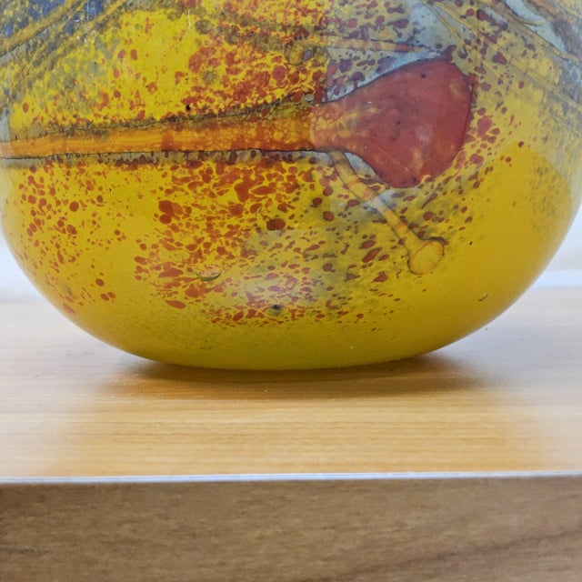 Mouth-Blown Studio Glass Vase in Yellow Tones attributed to Ioan Nemtoi, 2000s For Sale - Image 11 of 18