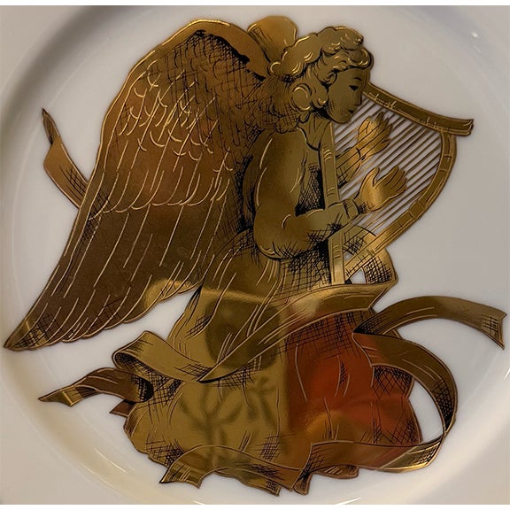 Vintage Neiman Marcus Gilt Angel Porcelain Plates — Set of 4 For Sale - Image 4 of 12