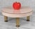 Original 1950's Round Plant Stand Attractive Pink Marbled Formica Finished Top Brushed Gold Legs with Nice Lines 12" wide...