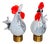 Vintage Rooster and Hen Lamps in Glass, 1980s, Set of 2 For Sale
