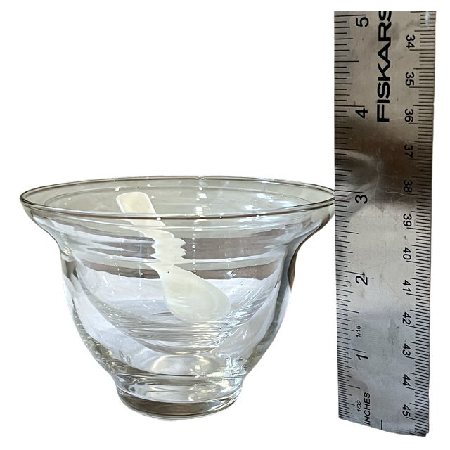 Christofle Vintage Delicate Blown Glass Caviar Chiller Bowl Server With Mother-of-Pearl Spoon For Sale - Image 4 of 5