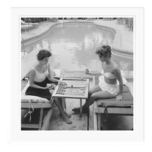 Backgammon by the Pool 1959 by Slim Aarons White Framed