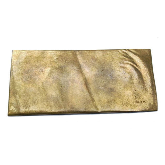 Rare sculpture “letter envelope” made entirely of bronze with engraved initials of Author R.M. 50/200