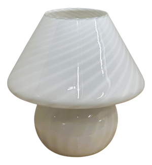 Vintage Italian White Swirl Glass Mushroom Lamp, 1970