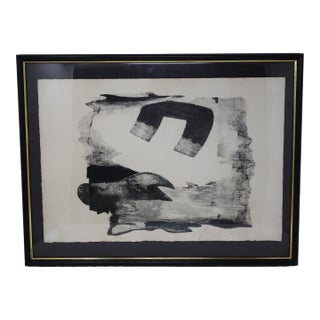 Late 20th Century Martha Cianelli Signed Modernist Abstract Lithograph in Black & Gold Frame For Sale