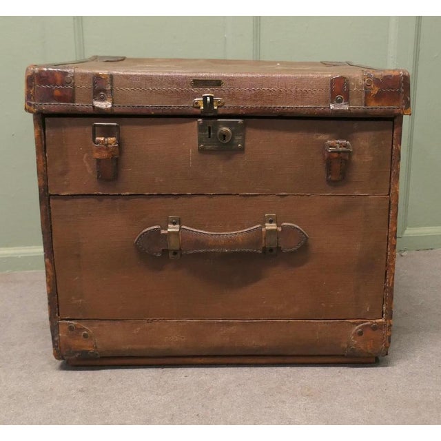 Antique Canvas Travel Trunk For Sale - Image 3 of 8