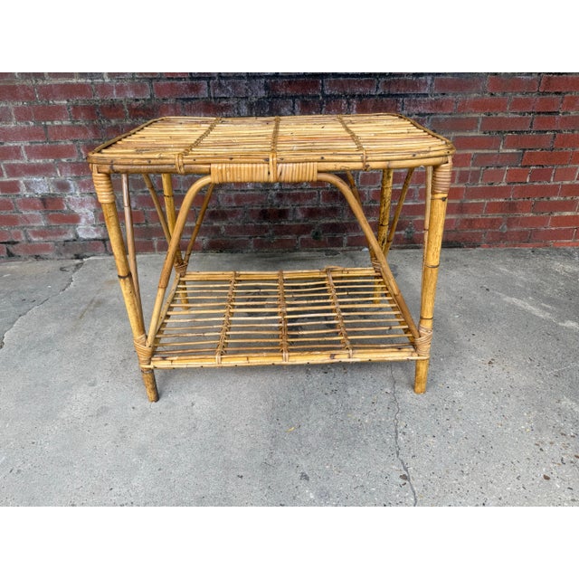 Mid-Century Modern Vintage Italian Riviera Tito Angoli Style Bamboo and Rattan Coffee / Side Table For Sale - Image 3 of 11