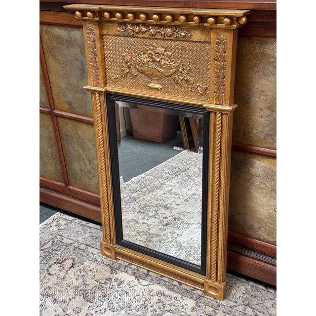 Federal Style Gilt Wood Trumeau Mirror, Vintage For Sale - Image 10 of 12
