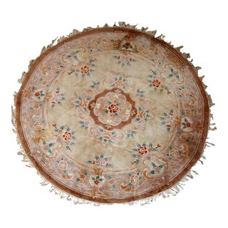 1970s, Handmade Vintage Art Deco Style Chinese Round Rug 6.7' For Sale