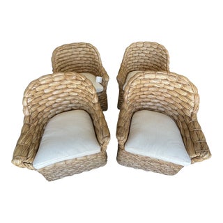 Ralph Lauren Joshua Tree Woven Barrel Back Dining Chairs Bohemian - Set of 4 For Sale