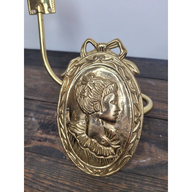 Vintage Nty Solid Brass "Gibson Girl" Portrait Curtain Holdbacks - Set of 4 For Sale - Image 10 of 12