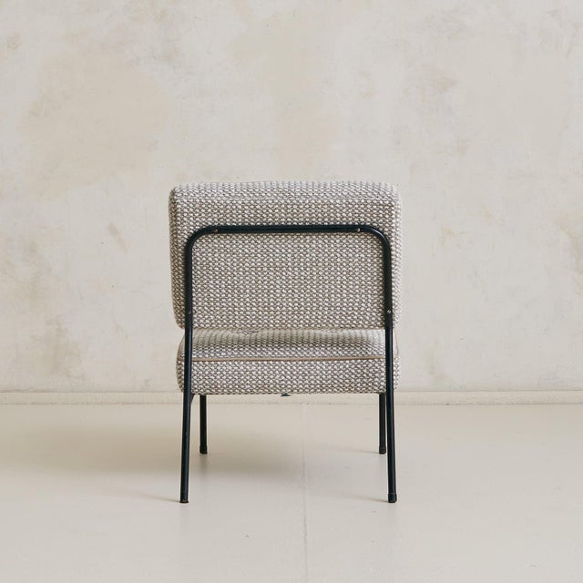 Metal French Lounge Chair in Woven Boucle Attributed to Pierre Guariche, 1950s - 3 Available For Sale - Image 7 of 11