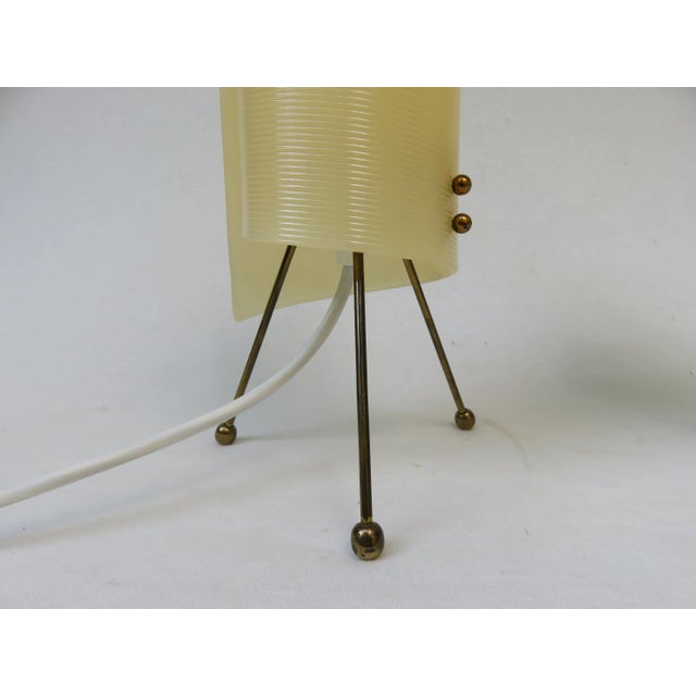 Beige Brass Tripod Night Lights with Beige Acrylic Glass Shade, 1950s, Set of 2 For Sale - Image 8 of 12