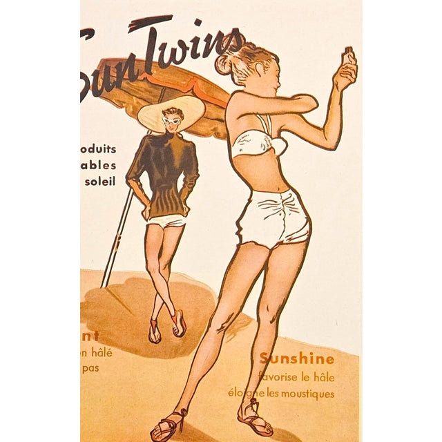1949 Mid-Century French Advertisement Print Beach-Helena Rubinstein For Sale - Image 4 of 4