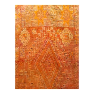 Vintage Moroccan Rug, Hand-Knotted Wool, Geometric Pattern, Red & Lavender, 5’ X 13’ For Sale