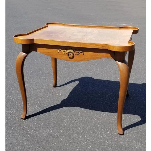 Vintage Baker Furniture French Style Side Table End Table W Burl Wood