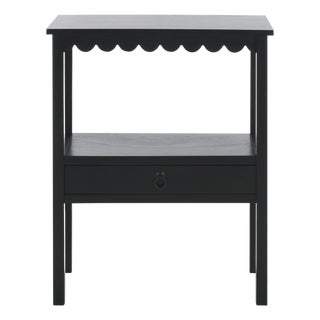 Heaven Scalloped Low Drawer Accent Table in Matte Black For Sale