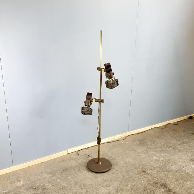 Plastic Two-Light Floor Lamp with Plastic Spotlights on a Brass Rod from Hustadt Leuchten,1970s For Sale - Image 7 of 13