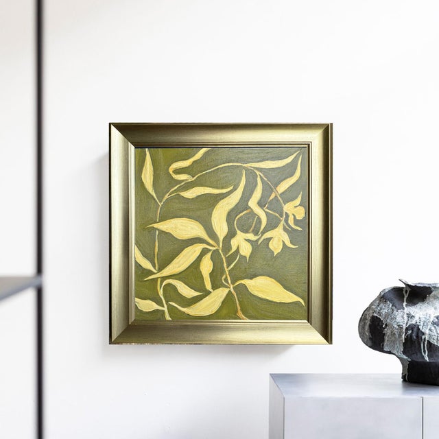 Finished in a brushed gold frame that beautifully echoes the warm golden tones of the leaves. Ready to hang as acquired....