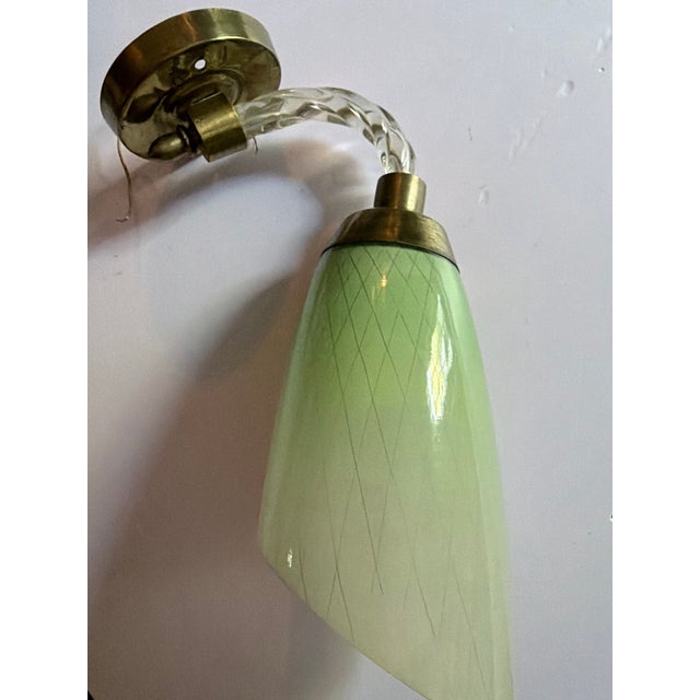 1950s Italian Murano Reticello Green Glass Wall Sconce by Barovier & Toso For Sale In Houston - Image 6 of 10