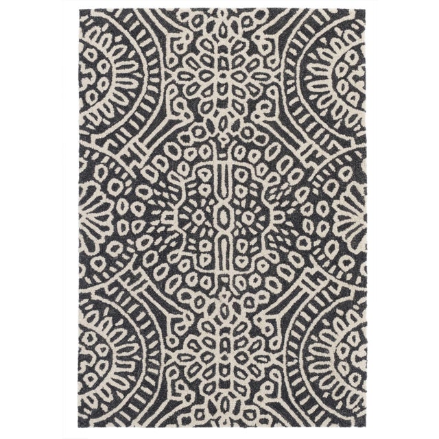 Dash & Albert by Annie Selke Temple Charcoal Micro Hooked Wool Rug, 8' x 10' For Sale In Boston - Image 6 of 6