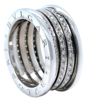 Bvlgari 18ct White Gold B.Zero1 4-Band Diamond Ring .8ct 17.38g, Size 9.25
