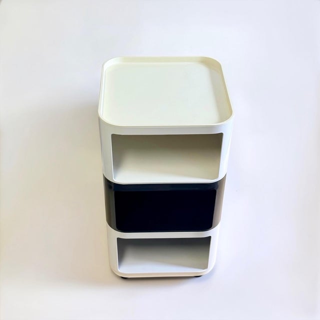 Vintage Black and White Componibili 4970 by Anna Castelli Ferrieri for Kartell, Italy, 1970s, Set of 3 For Sale - Image 16 of 16
