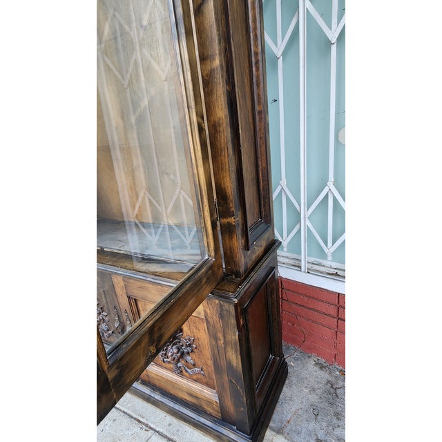 Vintage Carved Wood Display Cabinet For Sale - Image 10 of 12