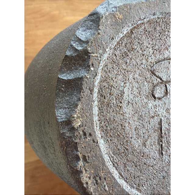 Brown Late 20th Century Heavy Hand Thrown Studio Pottery Vase 10.5" Dark Stoneware Drip Glaze SLM For Sale - Image 8 of 8