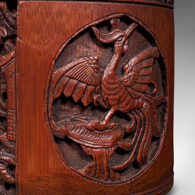 Antique Handmade Spice Pot, Oriental, Carved Bamboo, Treen, Kitchen, Art Deco For Sale - Image 9 of 12