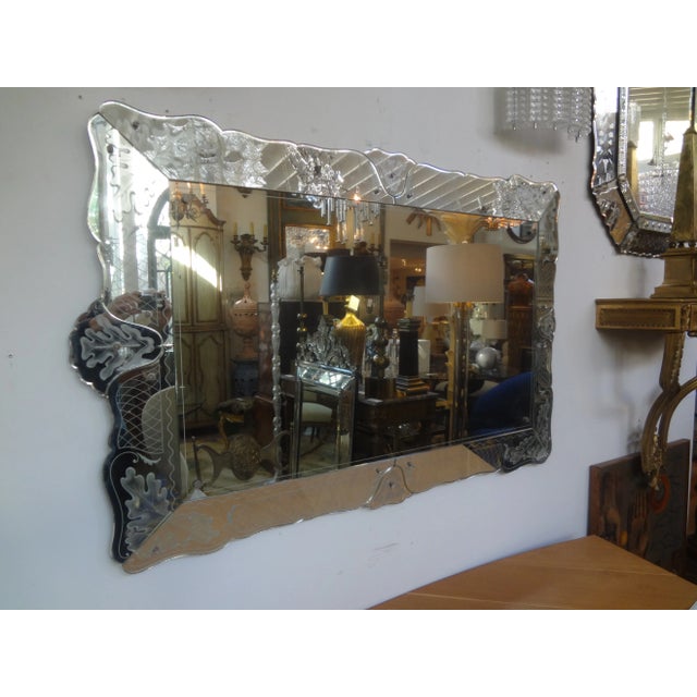 Etched Scalloped Venetian Mirror by Pietro Chiesa For Sale - Image 9 of 12