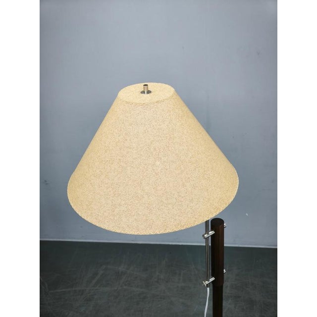 Vintage German Adjustable Oak and Metal Floor Lamp with Handmade Paper Shade, 1970s For Sale - Image 9 of 16