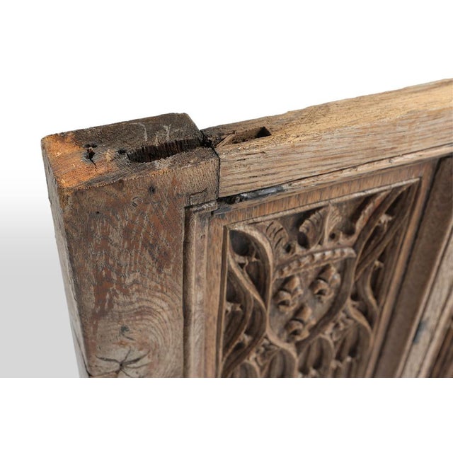 Neo-Gothic Flemish Hand-Carved Panel in Oak, 1850s For Sale - Image 9 of 11