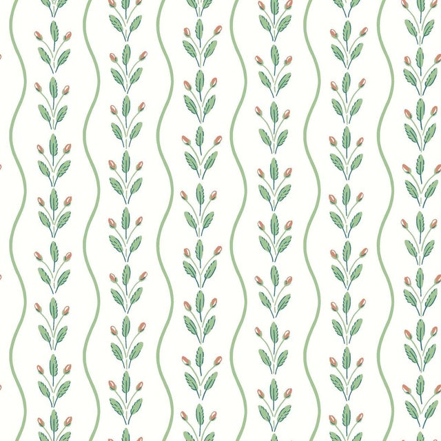 Boråstapeter Flower Buds Wallcovering In Green For Sale
