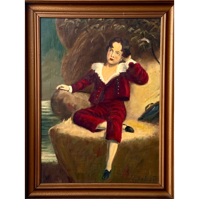 Vintage Oil Painting Portrait "The Red Boy" Framed For Sale - Image 13 of 13